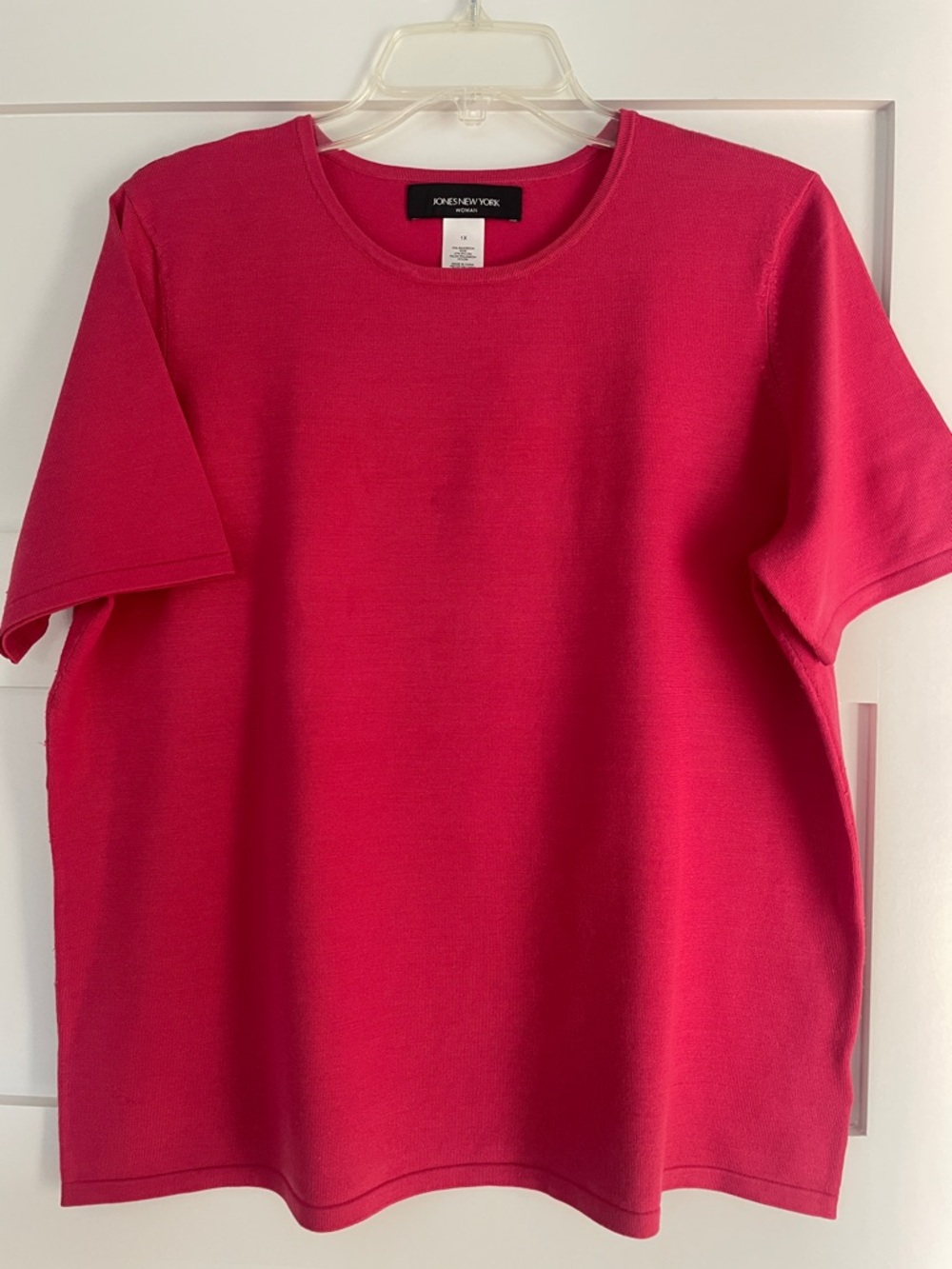 Jones New York Short Sleeve Crewneck Tee - Bright Pink